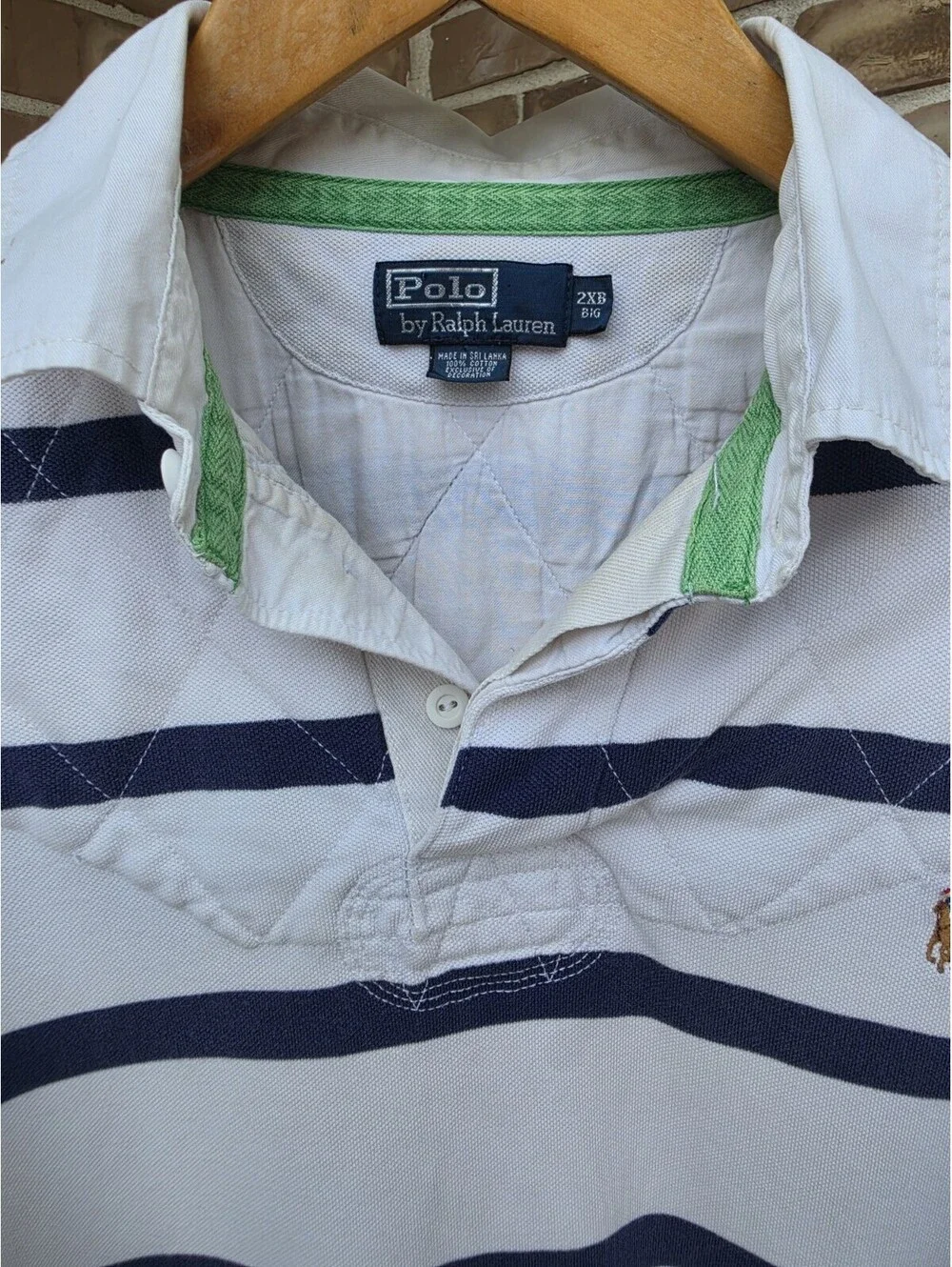 Vintage Polo Ralph Lauren Rugby Shirt 2XB Big Stripe Pony 80's or Early 90's